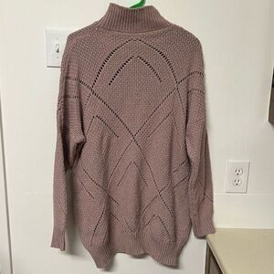 NWOT‎ Women's Knitted Pullover Sweater Mock Neck Long Sleeve Pink One Size